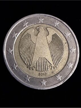 Collectible Germany 2 Euro 2016 D Mint Error Rare Misaligned Die Core Coin Colle